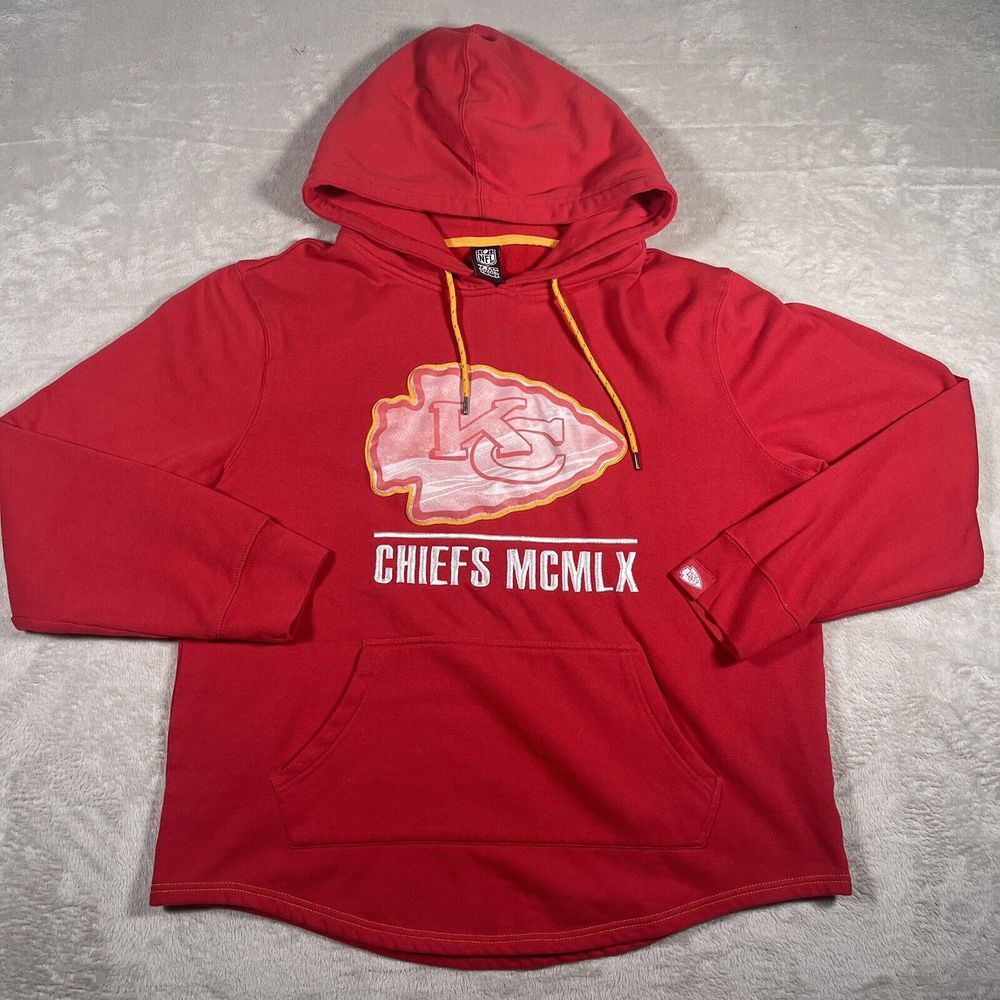 NFL Team Apparel Kansas City Chiefs MCMLX Mens Hoodie Sweatshirt Size Large Red